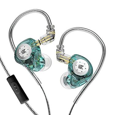 Imagem de senleeor Fones De Ouvido Kz Edx Pro Iem 1Dd 10Mm Com Driver Dinâmico Magnético Duplo, Intra-Auriculares Alta Fidelidade Fio E Cabo C-Pin Removível (Com Microfone, Ciano)