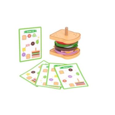 Imagem de Tooky Toy Brinquedo Educativo Madeira Montando Lanche 15 Peças