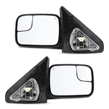 Imagem de LLPTA Espelhos de reboque Drive & Paasenger - Compatível com Dodge Ram 1500 2500 3500 2002-2008 - Espelhos retrovisores laterais pretos aquecidos ajustáveis com potência ajustável