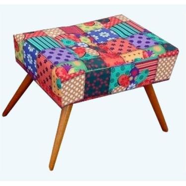 Imagem de Puff decorativo Banqueta Viena Pés Palito - Suede Patchwork - JBF