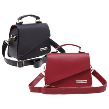 Imagem de Kit bolsa feminina pequena alça tarnsversal - ZBOLSA, Preto, Vermelho