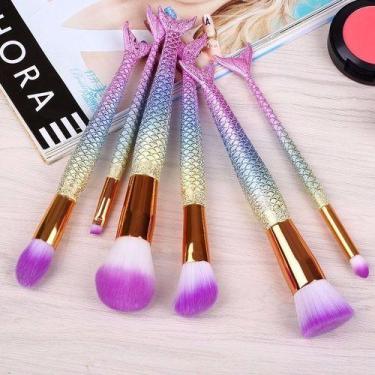 Imagem de Pincel Sereia Luxo Cauda Escama Peixe Maquiagem Profissional Jogo 10 P