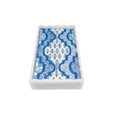 Imagem de MARIPOSA CONJUNTO DE CAIXA DE TOALHA PROVENCAL DE ALGODÃO AZUL BRANCO | BRILANTE | PRESENTES | CAIXA DE NAPKIN E CONJUNTO DE PESO | ACRÍLICO | FEITO À MÃO NO MÉXICO