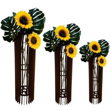 Imagem de Vaso de Chão Decorativo Grande MDF PENEDO - LENOBRE, Preto, Kit com 3 