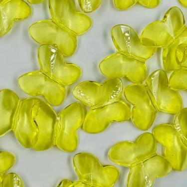 Imagem de Miçanga Borboleta 26x29mm 30pçs Acrílico Amarelo Passante 105g - Macal