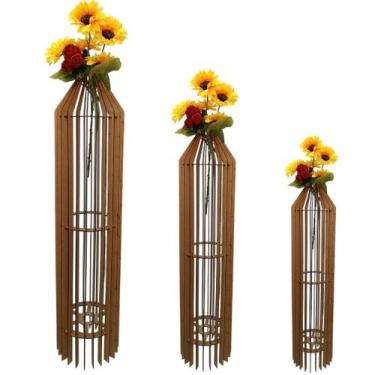 Imagem de Vaso de Chão Decorativo Grande MDF PENEDO - LENOBRE, MDF CRU, Kit com 