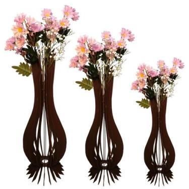 Imagem de Vaso de Chão Decorativo Grande ANA MARIA MDF - LENOBRE, Preto, Kit com