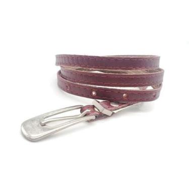 Imagem de Cinto gigi fino feminino couro MA1205 - Barão do Couro, G, Bordô