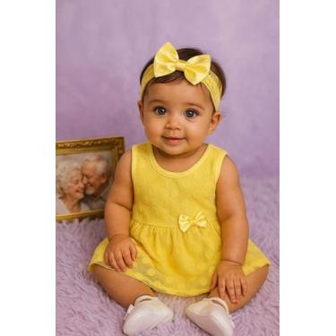 Imagem de Vestido bebê - SEM MARCA, Amarelo, UNICO, ALGODÃO