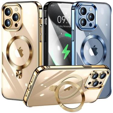 Imagem de Capa magnética TLIKEMISS CD Ring para iPhone 15 Pro Clear