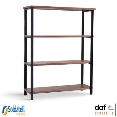 Imagem de Estante Industrial Dallas Tam P 153x120cm Base Aço Preto Tampo Mel ou 