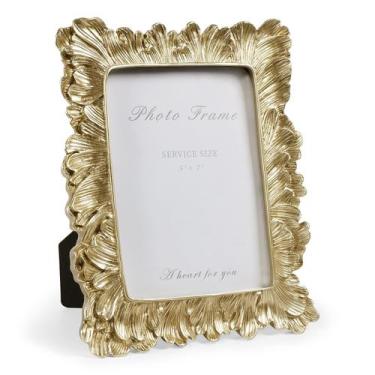 Imagem de Porta-retratos Cuspin Gold Vintage Gold Palm Leaves 5x7