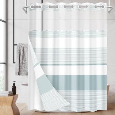 Imagem de Cortina de chuveiro Nesphy No Hook Boho Teal com forro 180x188cm
