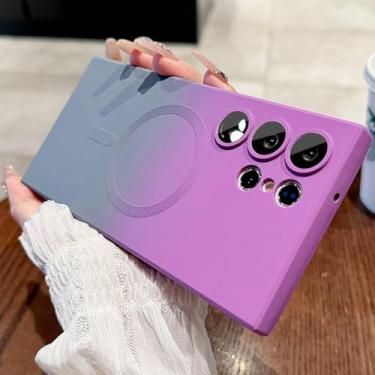 Imagem de HJZSZX Para Samsung S24 Plus Luxury Magnetic Gradient Case Capa de silicone à prova de choque (para Samsung S24 Plus/ROXO)