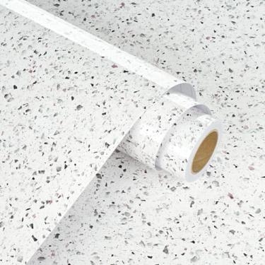 Imagem de WESTICK Papel de contato de granito branco para bancadas à prova d'água e papel de contato para mesas de cozinha 40 x 203 cm