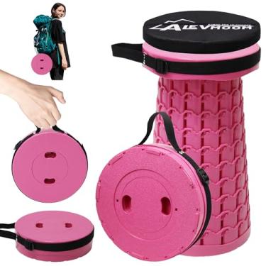 Imagem de ALEVMOOM Banqueta dobrável atualizada com almofada espessa de 46 cm, 272 kg de peso máximo maior e mais alto, cadeira dobrável portátil resistente ou descanso para os pés de viagem para acampamento e