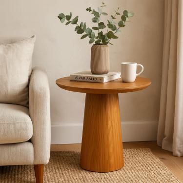 Imagem de Mesa Lateral Aracajú Redonda Base Cônica Moderna Para Sala