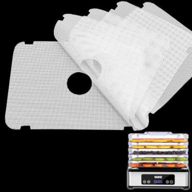 Imagem de GUCUJI Folhas de desidratador de silicone para desidratador de alimentos YASHE, antiaderente, livre de BPA, pacote com 5 (tapetes de malha premium reutilizáveis para desidratadores de alimentos)