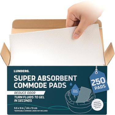 Imagem de Lunderg Almofadas superabsorventes – Pacote econômico de grau médico, 250 unidades – para forros de cabeceira descartáveis, cadeira de descanso para adultos, sacos de vaso sanitário portáteis ou acampamento – Torne a vida muito mais fácil