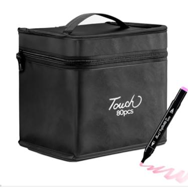 Imagem de Canetinha Touch 80 Cores - Estojo Profissional de Marcadores com Tampa Codificadas e Ponta Dupla - Conjunto De Marcador Permanente Para Crianças e Adultos para Colorir Pintar Esboçar - Linha Premium