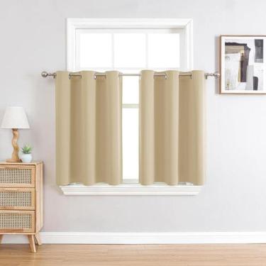 Imagem de Cortinas de janela ChrisDowa Small, 91 cm de comprimento, quarto bege