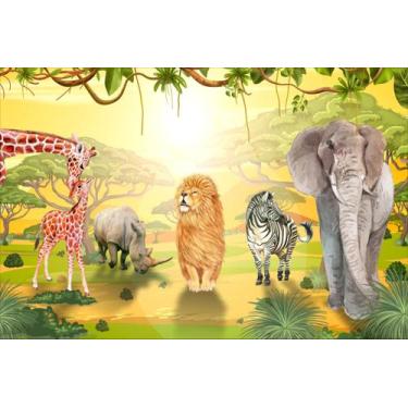 Imagem de Painel de Tecido Sublimado Animais na Savana - Fabrika de Festa, 500x2
