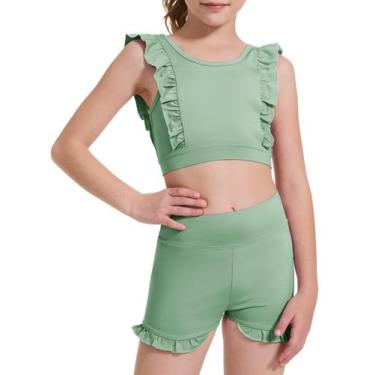 Imagem de Shorts esportivos para meninas, tamanho de 3 a 10 anos, sutiã de trein