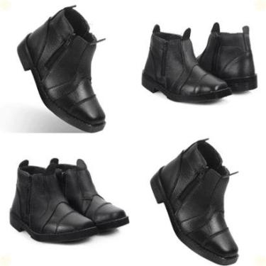 Imagem de Botina Infantil Couro Cadarço Preto Vários Tamanhos do 20 ao 32-Masculino