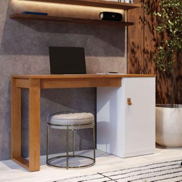 Imagem de Escrivaninha Star Paris Para Escritório E Estudo Com Baú Multiuncional Nature Branco