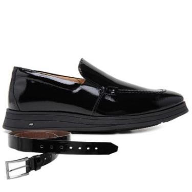 Imagem de Sapato Jota Pe Casual Preto Em Couro + Cinto 89950-Masculino