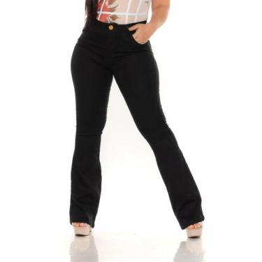 Imagem de Calça Flare Feminina jeans nas cores bege/caqui super confortável que 