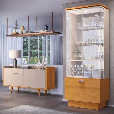 Imagem de Buffet Aparador Melodia e Cristaleira Aura Off/Cinamomo - HB Móveis