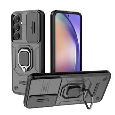 Imagem de SORAKA Capa para Samsung Galaxy A55 5G com suporte e tampa deslizante para câmera Capa Samsung Galaxy A55 5G com placa de metal para suporte magnético para carro Capa de camada dupla em PC e TPU