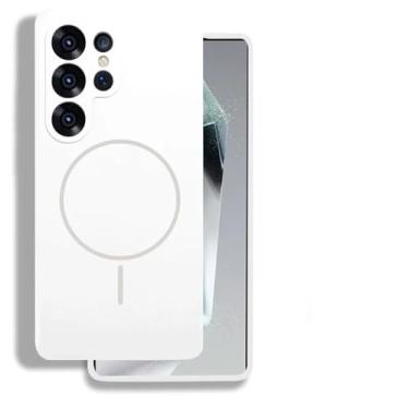 Imagem de HJZSZX Capa de silicone líquido para Samsung S24 Plus, capa protetora magnética sem fio com proteção contra impactos (para Samsung S24 Plus/branco)