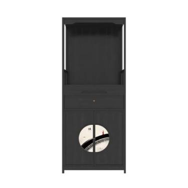 Imagem de Mesa do Altar do Santuário Mesa de oferenda incenso estilo zen chinês vintage, armário madeira para santuário Buda(Preto)