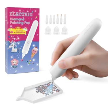 Imagem de Caneta de pintura de diamante elétrica, caneta a vácuo de arte de diamante sem fio, sem necessidade de cera ferramentas de pintura de diamante com modo de sucção ajustável (branca)