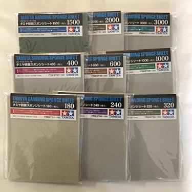 Imagem de TAMIYA Conjunto de 9 folhas de esponja de lixa (#180, #240, #320, #400, #600, #1000, #1500, #2000, #3000)