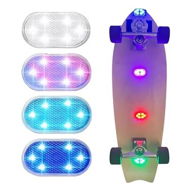 Imagem de OFEYA HOME Pacote com 4 luzes LED para skate, kit ideal de sapatos de patinação, luzes de scooter perfeitas para andar à noite, acessórios de longboard