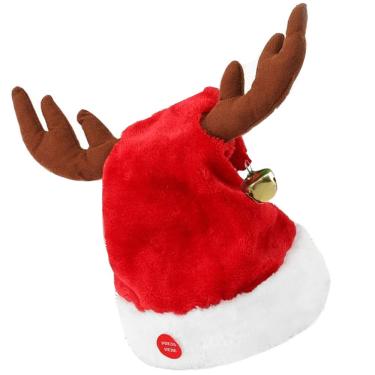 Imagem de Gorro Natal Musical Orelhas Rena Se Movimentam Natalino Premium Bone Chapeu Ajustavel Luxo Presente