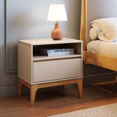 Imagem de Mesa de Cabeceira 1 Gaveta 1 Nicho Bento Yescasa Cappuccino/Amêndoa