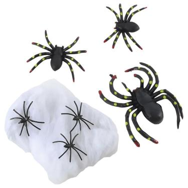 Imagem de Teia Aranha Hallowen Kit 6 Tarantulas Terror Festa Dia Das Bruxas Pegadinha Susto Decor...