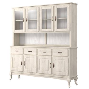 Imagem de Balcão com Arca Oratório em Madeira Maciça 4 Mais 4 Portas Branco Envelhecido