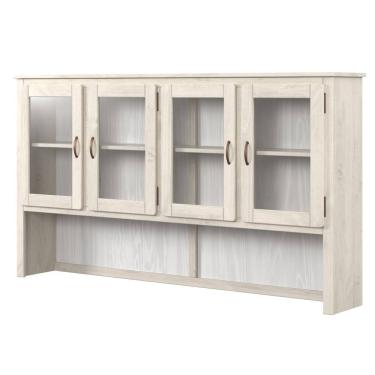 Imagem de Oratório em Madeira Maciça com 4 Portas de Vidro Branco Envelhecido