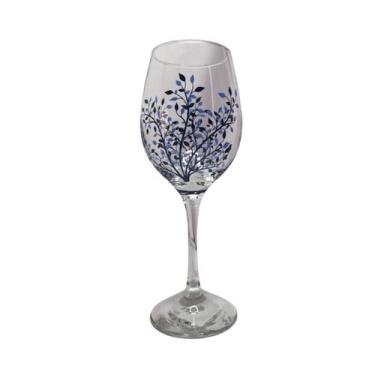 Imagem de Taça De Vidro Grande 490Ml Vinho Água Flor Azul - Bialluz