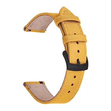 Imagem de JWNSPA Pulseiras de relógio híbridas de couro e nylon à prova d'água – Liberação rápida 18 mm, 20 mm, 22 mm, pulseira de reposição com fivela prata/preto/dourada para homens e mulheres (22 mm, fivela