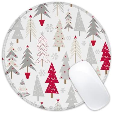 Imagem de Identiy Tapete de rato pequeno de Natal, bonito desenho animado de Papai Noel e boneco de neve, tapete de mesa redondo para teclado e mouse, base de borracha antiderrapante, bordas costuradas para