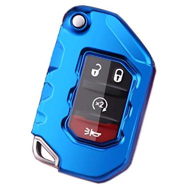 Imagem de Capa de chave para Jeep com proteção total e TPU macio compatível com Jeep Wrangler JL JLU Rubicon 2020 2021 Jeep Gladiator JT Sahara JLU OHT1130261 (azul)