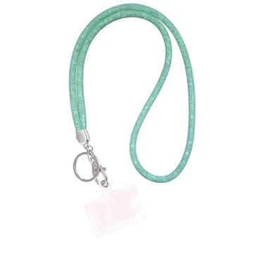 Imagem de Cordão de pescoço de cristal brilhante de 80 cm, suporte exclusivo para crachá de identificação, suporte de cartão de nome de trabalho com strass, bônus (1 peça) (verde limão)