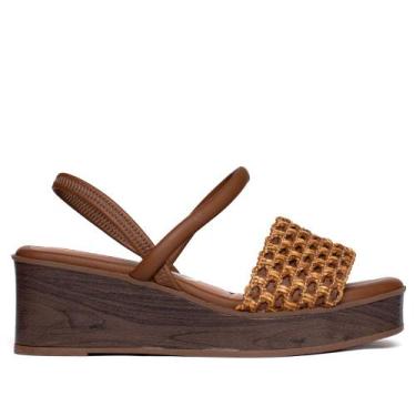 Imagem de Sandália Feminina Mississipi Anabela Tramado Marrom, Marrom, 35