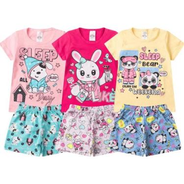 Imagem de Kit 3 Conjuntos Pijama Verão Infantil Menina e Menino Verão Leve e Mac